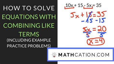 Combining Like Terms Equations