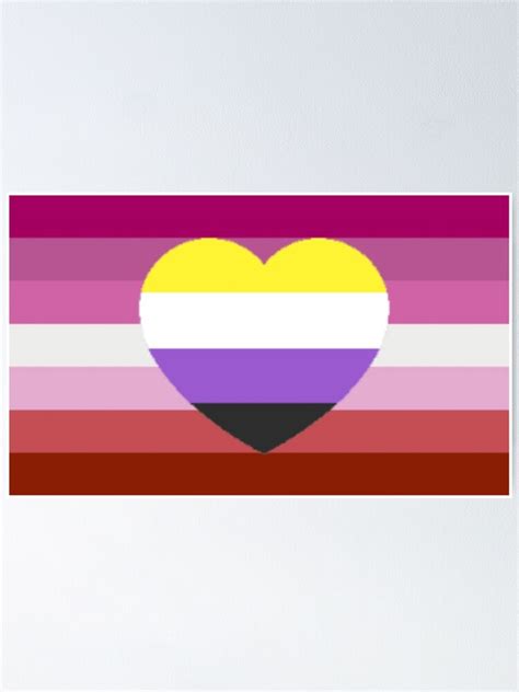 Lesbian Pride Flag With Non Binary Heart Poster For Sale By