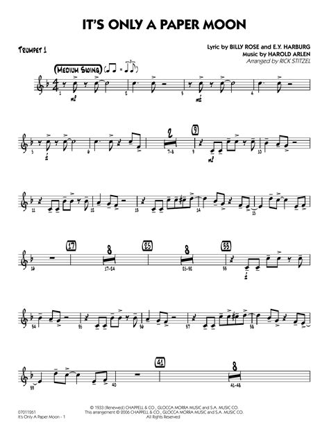 It S Only A Paper Moon Arr Rick Stitzel Trumpet 1 By Billy Rose E