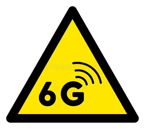 Raster 6g Network Warning Triangle Sign Icon Stock Illustration