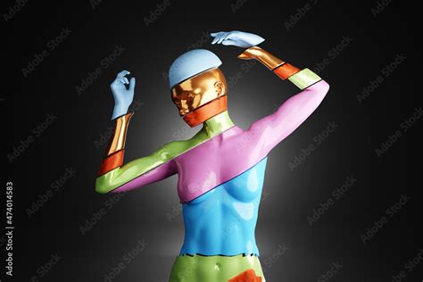 Three Dimensional Render Of Naked Woman Separated Into Colorful