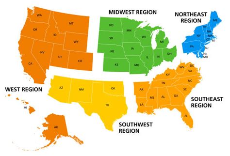 Us Regions Labeled Map