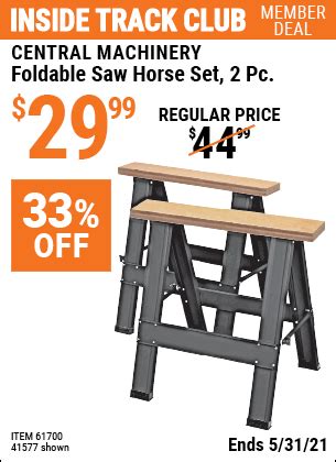 CENTRAL MACHINERY Foldable Saw Horse Set 2 Pc. for $29.99 – Harbor ...