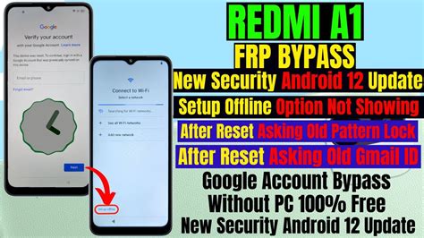 Redmi A1 2022 Frp Bypass Android 12 Update Setup Offline Not