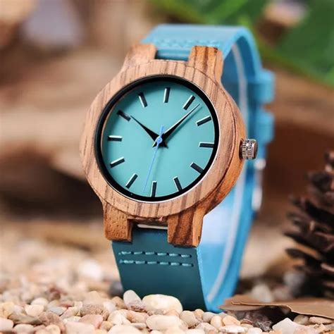 Reloj analógico Bobo Bird de madera C28 para hombre con bisel verde