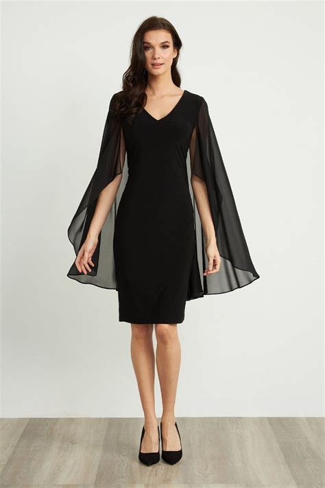 Joseph Ribkoff Sheer Cape Dress Style 211341 1ère Avenue Joseph Ribkoff Dresses Long Sleeve