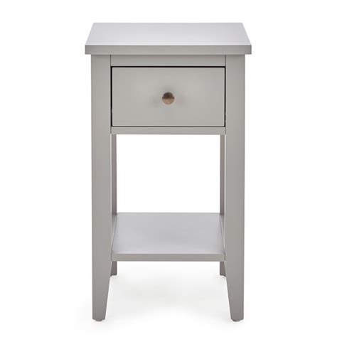 Lynton Compact Grey Slim Bedside Table | Dunelm