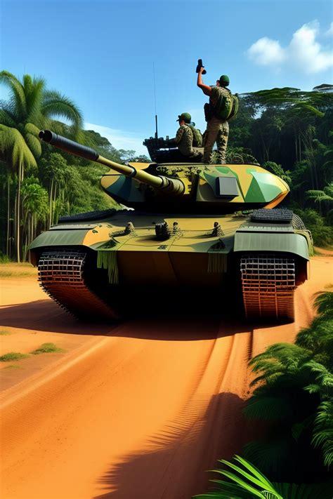 Lexica Jair Bolsonaro Over A Military Tank With A Brazil Flag Paint