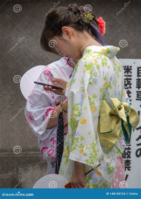 Kimono Dressed Girls In Kyoto Japan Editorial Stock Image Image Of Girls Dressed 148140724