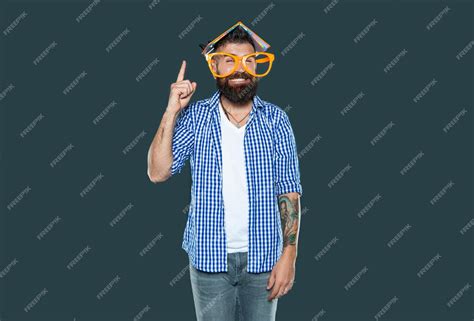 Premium Photo Positive Inspired With Idea Funny Bearded Man In Party