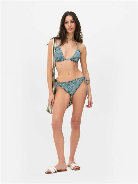 Women S Teal Boho Ruffle Triangle Bikini Top Penneys