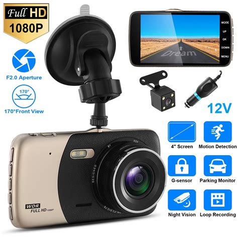 FHD 1080P Dash Cam 4 Screen Dual Cameras WDR DVR Car Driving Recorder