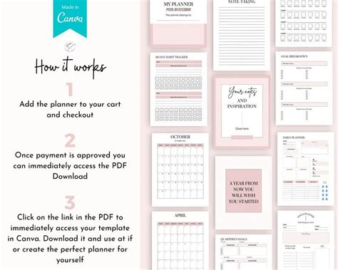 Planner Canva Templates Productivity Planner Printable Planner Template