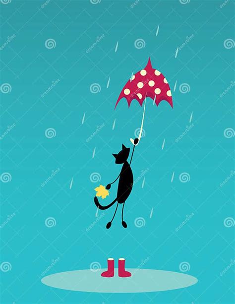 Cat With Umbrella Stock Vector Illustration Of Blue 26645437