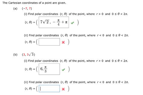 Solved The Cartesian Coordinates Of A Point Are Given I Chegg