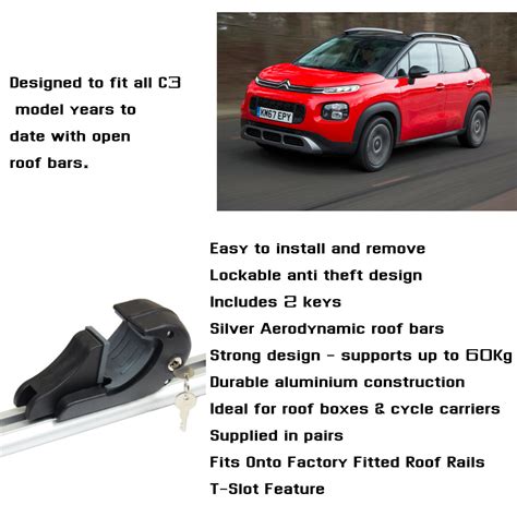 Roof Bars For Citroen C Aircross Picasso Cross Bar Rack Easy Fit No