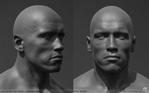 Young Arnold Terminator Genisys Displacement Render Klaus Skovbo On