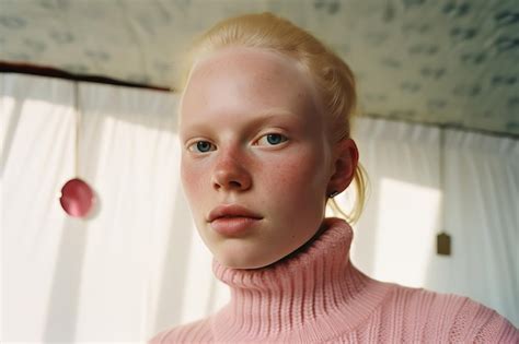 Premium Ai Image Close Up Highlydetailed Indoor Shot Of Extraordinary Gorgeous European Blonde