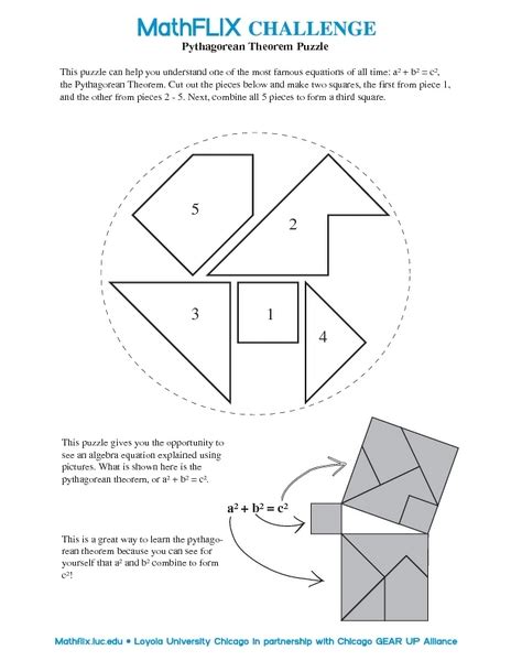 Pythagorean Theorem Puzzle Worksheet For 8th Grade Lesson Planet