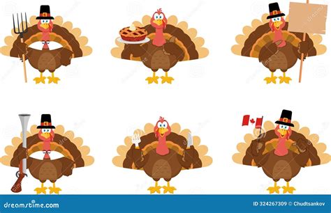 Happy Thanksgiving Turkey Bird Cartoon Character Vector Flat Design