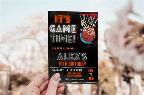 Editable Basketball Birthday Invitation Template Basketball Invitation