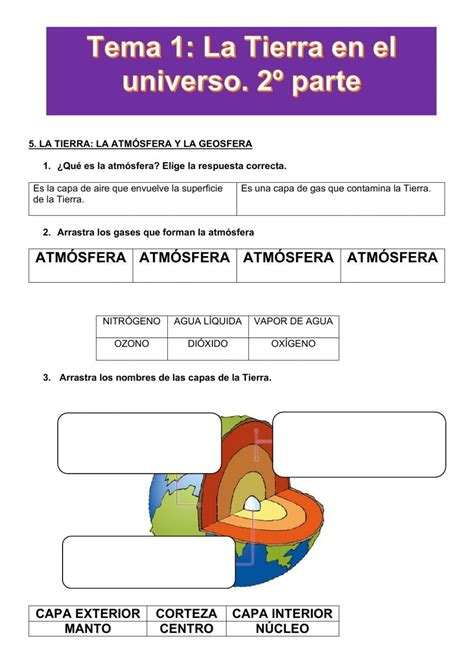 Ficha Online De La Tierra Para 5º Primaria Puedes Hacer Los Ejercicios Online O Descargar La