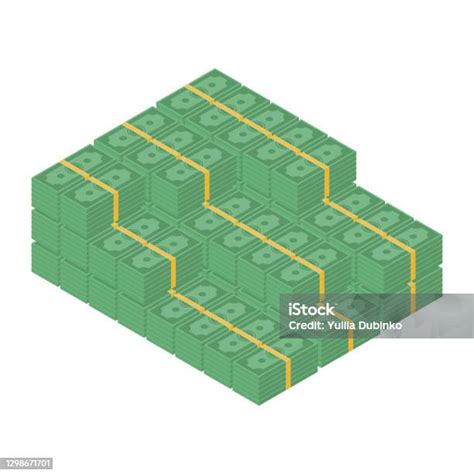 Konsep Uang Besar Tumpukan Besar Uang Tunai Ratusan Dolar Isometri Vektor Ilustrasi Stok Unduh