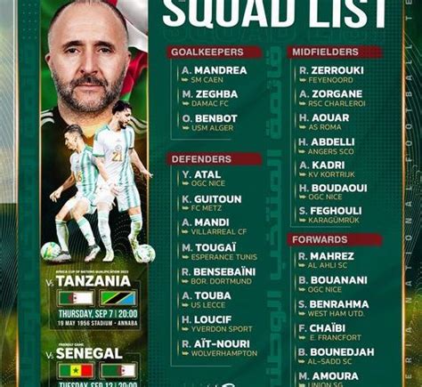 EN Belmadi dévoile la liste des Verts pour la Tanzanie et le Sénégal