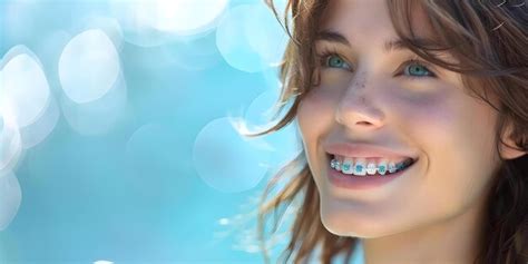 Premium Photo Closeup Of Young Woman Smiling With Orthodontic Braces