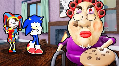 Sonic And Pomni Vs Escape Evil Grandma In Roblox Youtube