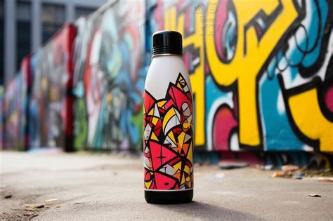 Premium Photo A Juice Bottle On A Graffiti Covered Urban Background