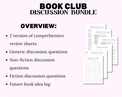 Book Club Bundle Book Club Discussion Kit Printable Book Club