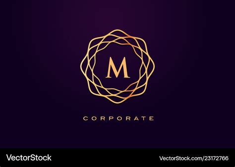 M Luxury Logo Monogram Letter Design Royalty Free Vector