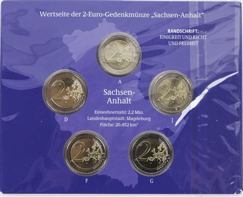 Bundesrepublik Deutschland 5 x 2 Euro 2021 ADFGJ Gedenkmünzenset