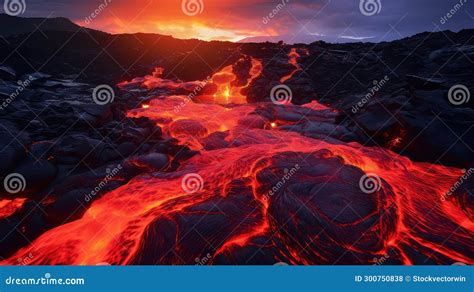 Volcanic Lava Plateau Landscape Stock Illustration - Illustration of ...