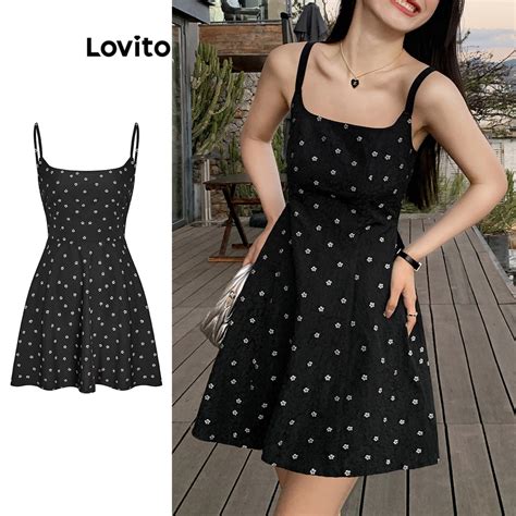 Lovito Casual Vestido Feminino Floral Plissado Laço Traseiro