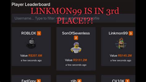 Linkmon99 Is The Third Richest Roblox User Youtube