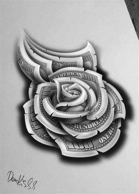 Money Rose Tattoo Design