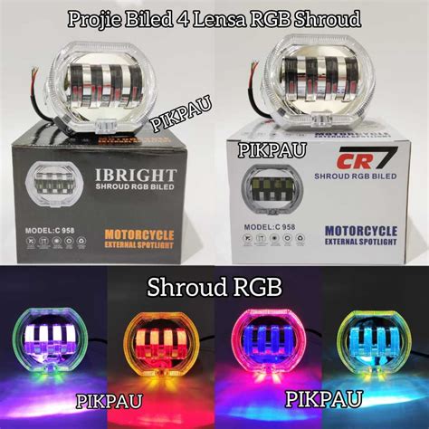 Jual Lampu Projie Biled 4 Lensa Shroud Senja RGB Running Dengan Devil