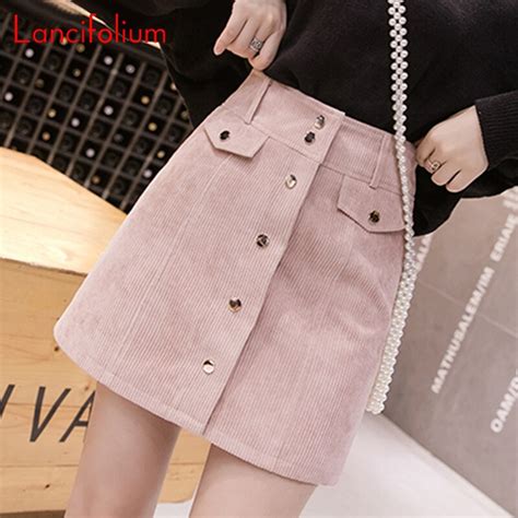 Corduroy Mini Skirt Women Summer Autumn A Line Korean Kawaii Skirt