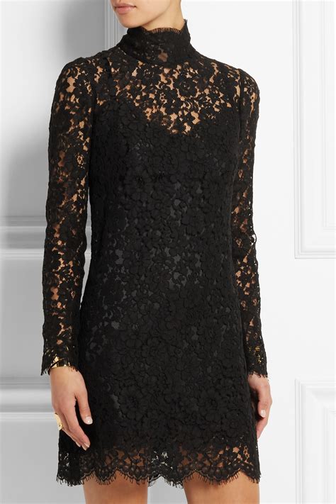 Dolce And Gabbana Cotton Blend Guipure Lace Mini Dress In Black Lyst