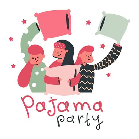 Illustration De Concept De Dessin Animé Pyjama Party Vector Avec Jolies