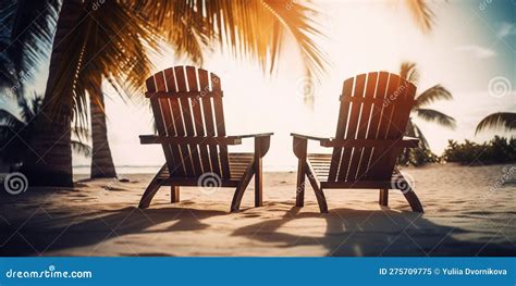 Two Beach Chair On Beautiful Tropical Beach Travel Paradise Concept