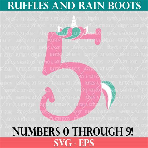 Free Unicorn Numbers Svg Bundle Ruffles And Rain Boots