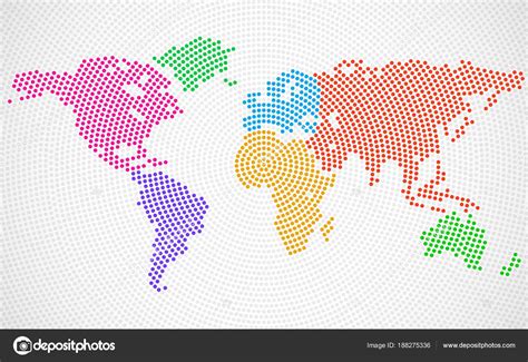 Abstract Colorful World Map Of Radial Dots Vector ⬇ Vector Image By