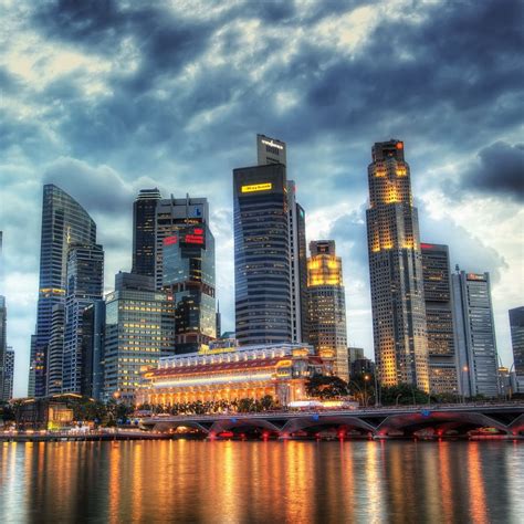 City Night River Beach Skyscrapers Ipad Pro Wallpapers Free Download
