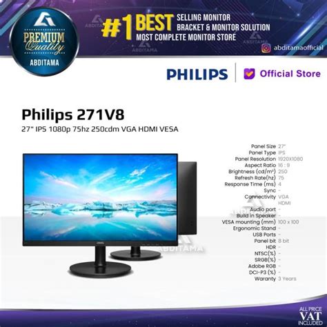 Jual Monitor Led Philips V Ips P Hz Cdm Vga Hdmi Vesa