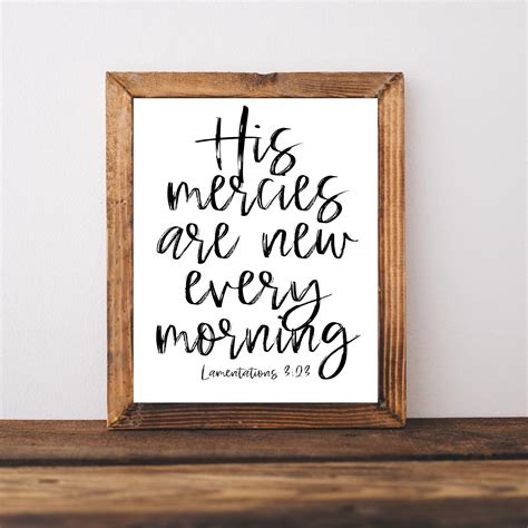 His Mercies Are New Every Morning Bible Verse Wall Art Etsy