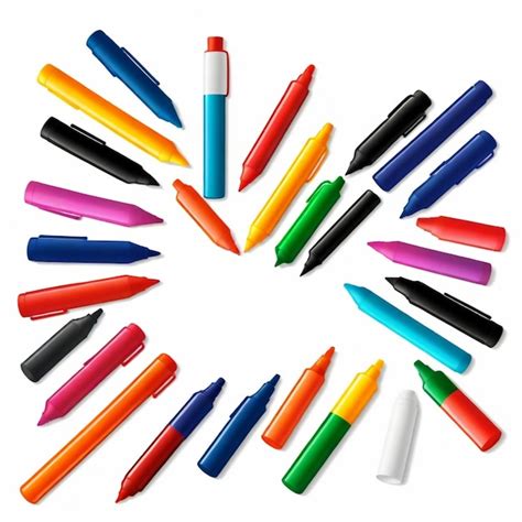 Premium Vector Whiteboard Markers Vector Set White Background Isolated