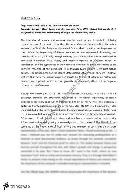 Module C Essay English Advanced Year 12 Hsc Thinkswap